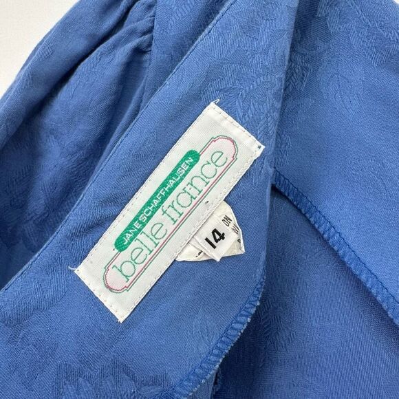 Jane Schaffhausen Belle France Women’s 80s Jacquard Drop Waist Steel Cornflower - Picture 3 of 15